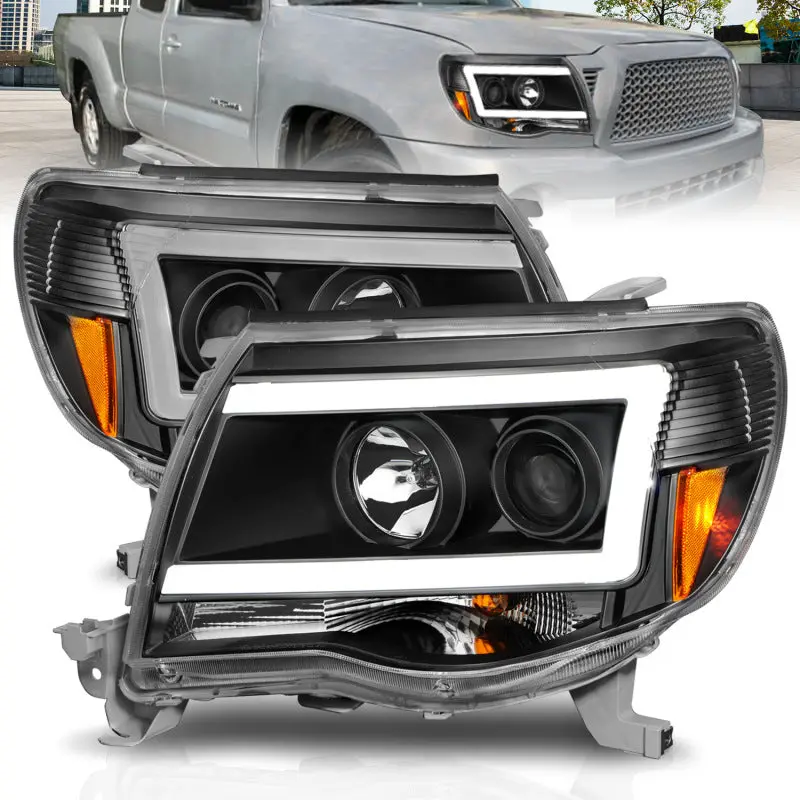 Anzo 05-09 Toyota Tacoma Projector Light Bar Style Headlights W/ C Light Bar 1