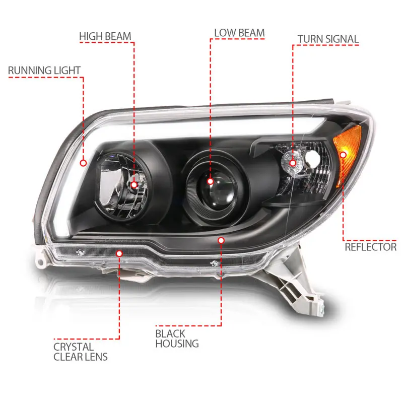 Anzo 06-09 Toyota 4 Runner Projector Headlights Plank Style - Black 2
