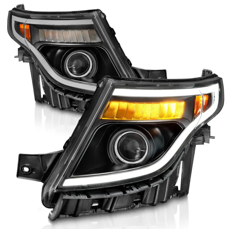 Anzo 11-15 Ford Explorer (W/Factory Halogen Hl Only) Projector Headlights W/Light Bar Black Housing 2