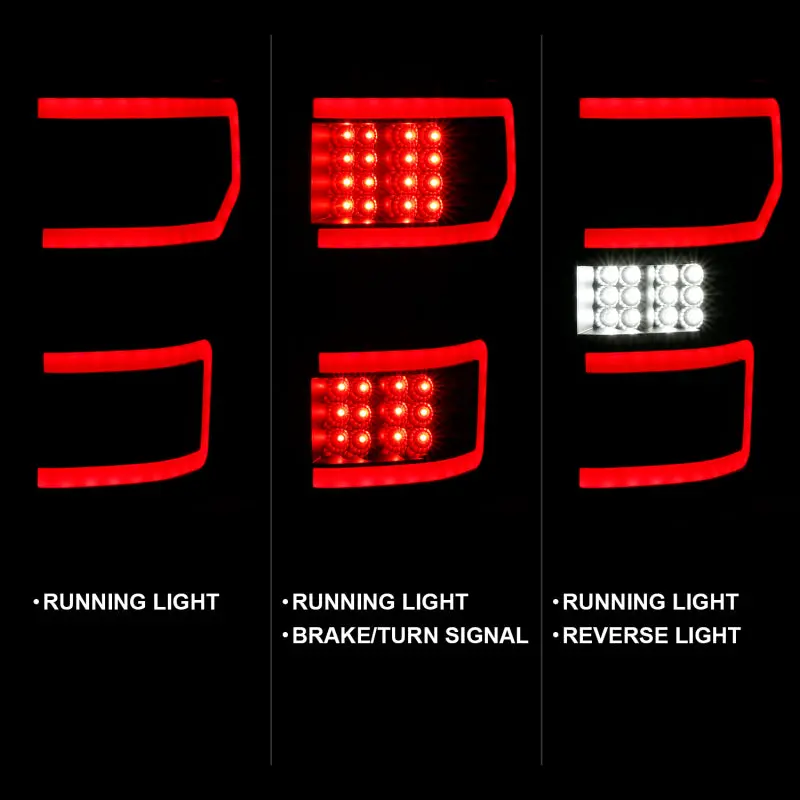 Anzo 18-19 Ford F-150 Led Taillight Black Housing Clear Lens Red Light Bar W/Sequential 2