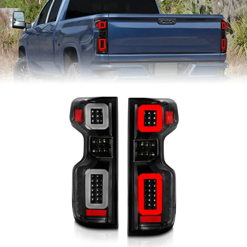Anzo 19-21 Chevy Silverado Full Led Taillights Black Housing Clear Lens G2 (W/C Light Bars) 1