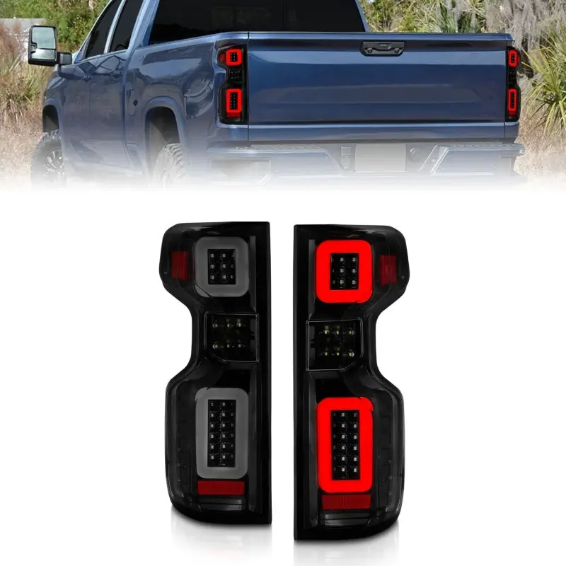 Anzo 19-21 Chevy Silverado Full Led Taillights Black Housing Smoke Lens G2 (W/C Light Bars) 1