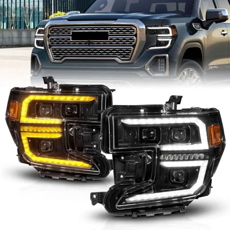 Anzo 19-21 Gmc Sierra 1500 Led Projector Headlight W/Switchback+Sequential - Black 1
