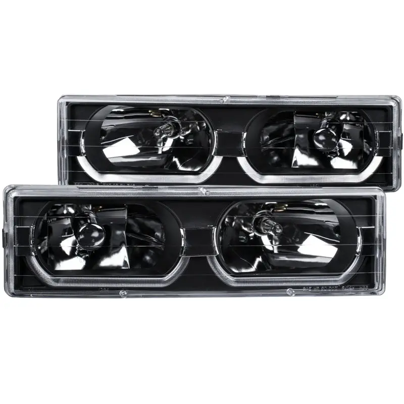 Anzo 1988-1998 Chevrolet C1500 Crystal Headlights Black W/ Low - Brow 1