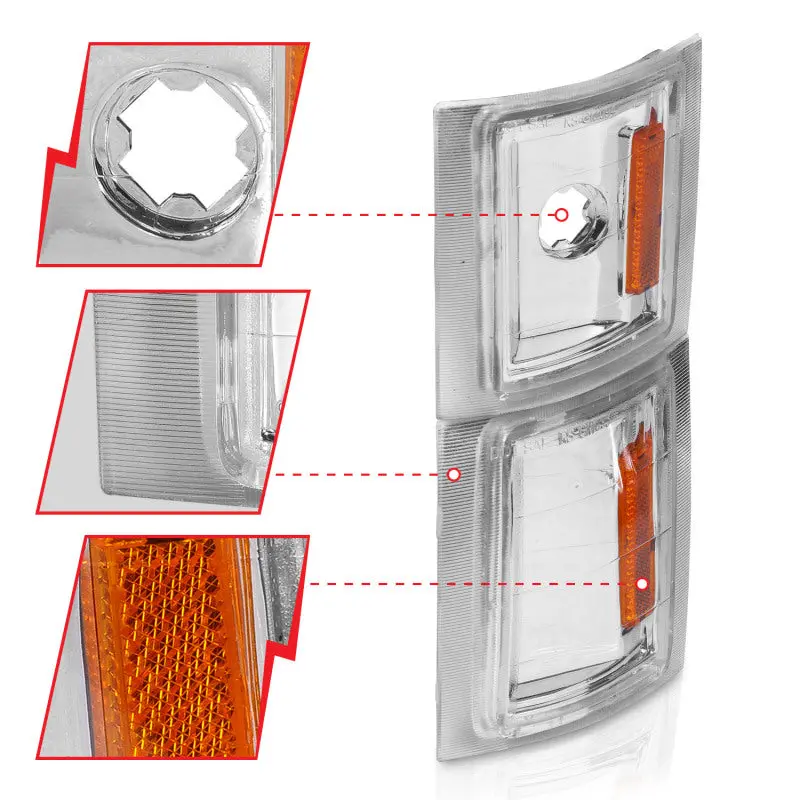 Anzo 1994-1998 Chevrolet Blazer Corner Lights Clear Lens W/ Amber Reflector 2