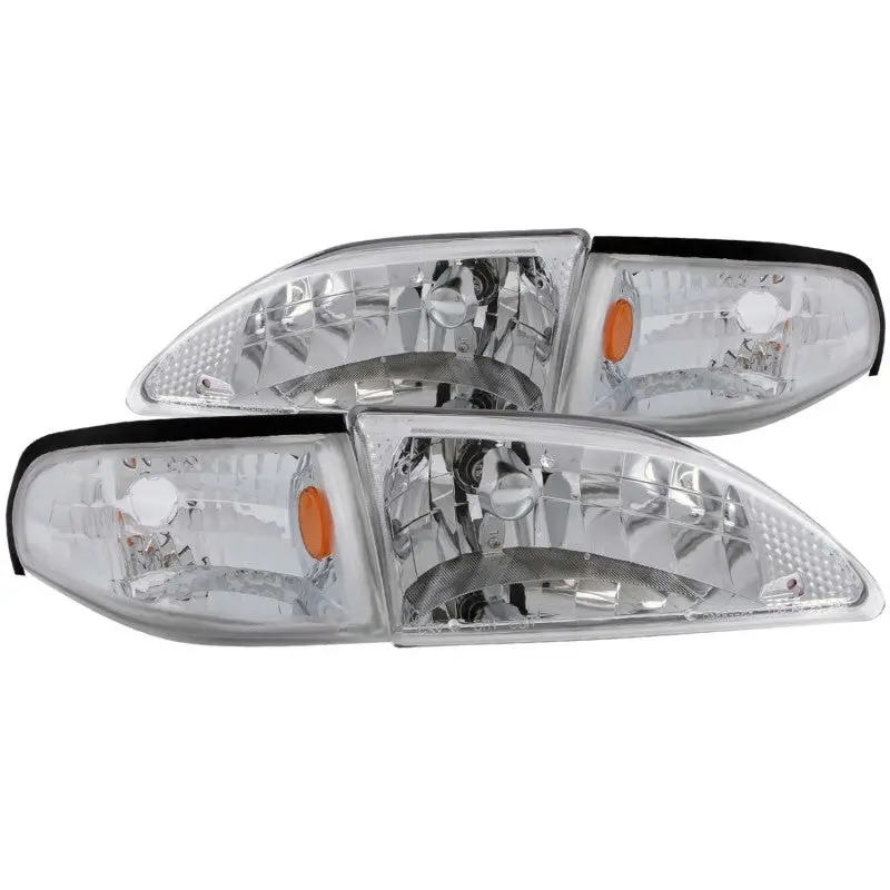 Anzo 1994-1998 Ford Mustang Crystal Headlights Chrome 1