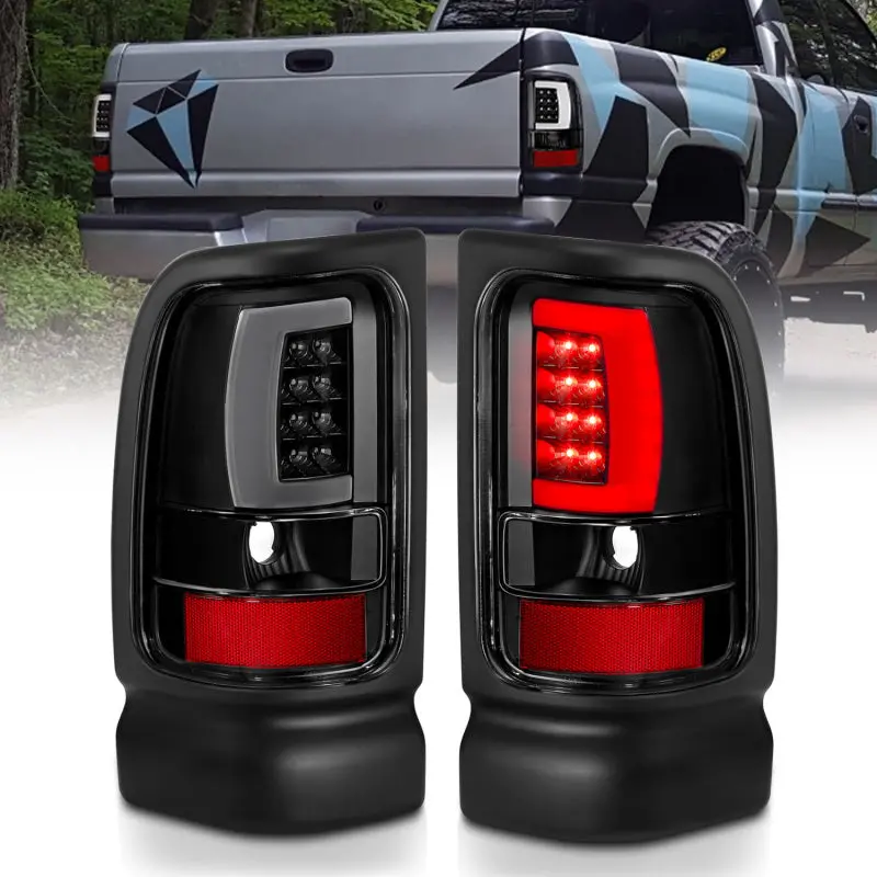 Anzo 1994-2001 Dodge Ram 1500 Led Taillights Plank Style Black W/Clear Lens 1