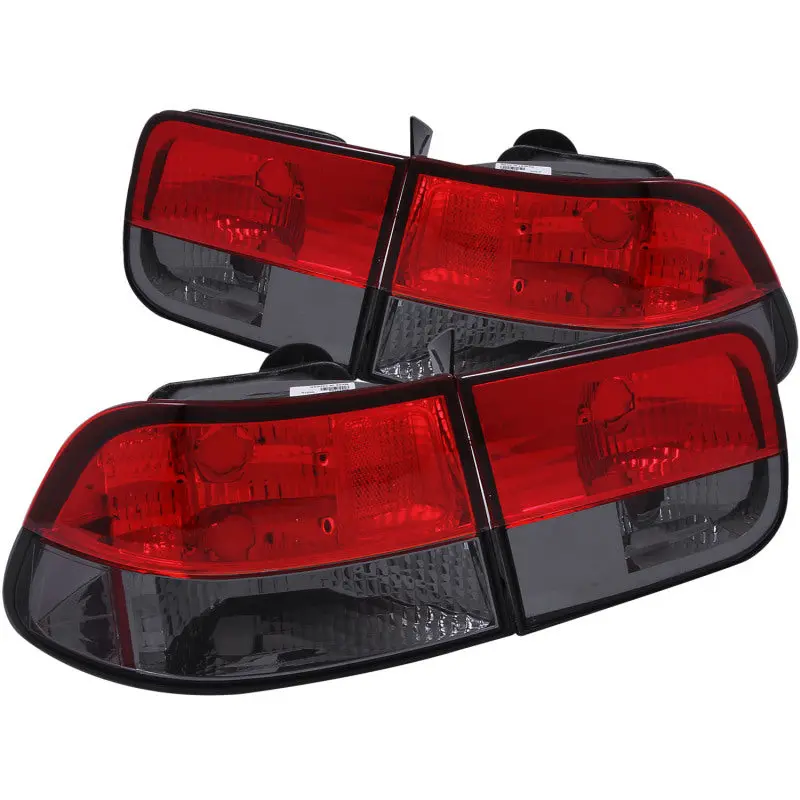 Anzo 1996-2000 Honda Civic Taillights Red/Smoke 2