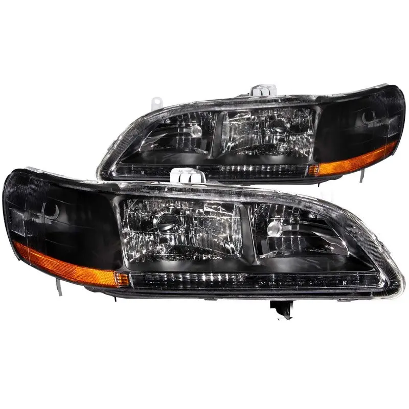 Anzo 1998-2002 Honda Accord Crystal Headlights Black 1