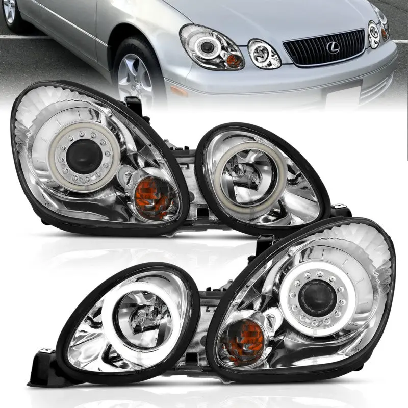 Anzo 1998-2005 Lexus Gs300 Projector Headlights W/ Halo Chrome 1