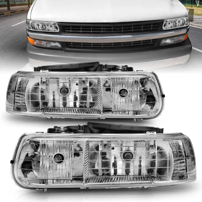 Anzo 1999-2002 Chevrolet Silverado 1500 Crystal Headlights Chrome 2