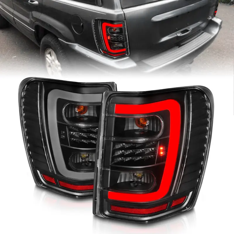Anzo 1999-2004 Jeep Grand Cherokee Led Tail Lights W/ Light Bar Black Housing Clear Lens 1