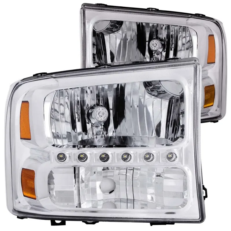 Anzo 2000-2004 Ford Excursion Crystal Headlights Chrome W/ Led 1Pc 1