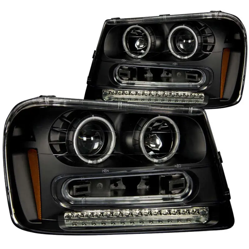 Anzo 2002-2009 Chevrolet Trailblazer Projector Headlights W/ Halo Black 2