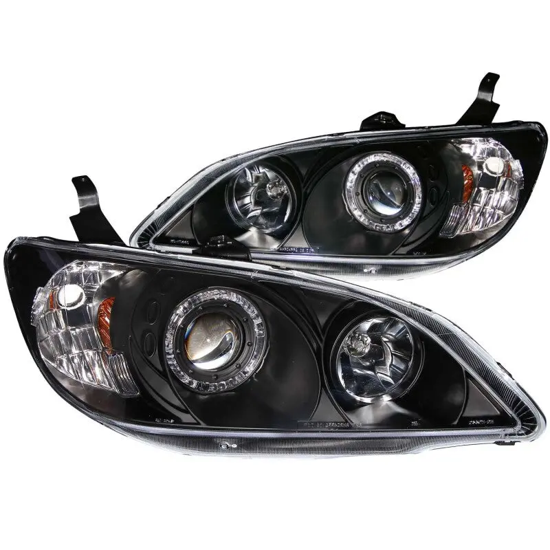 Anzo 2004-2005 Honda Civic Projector Headlights W/ Halo Black 2