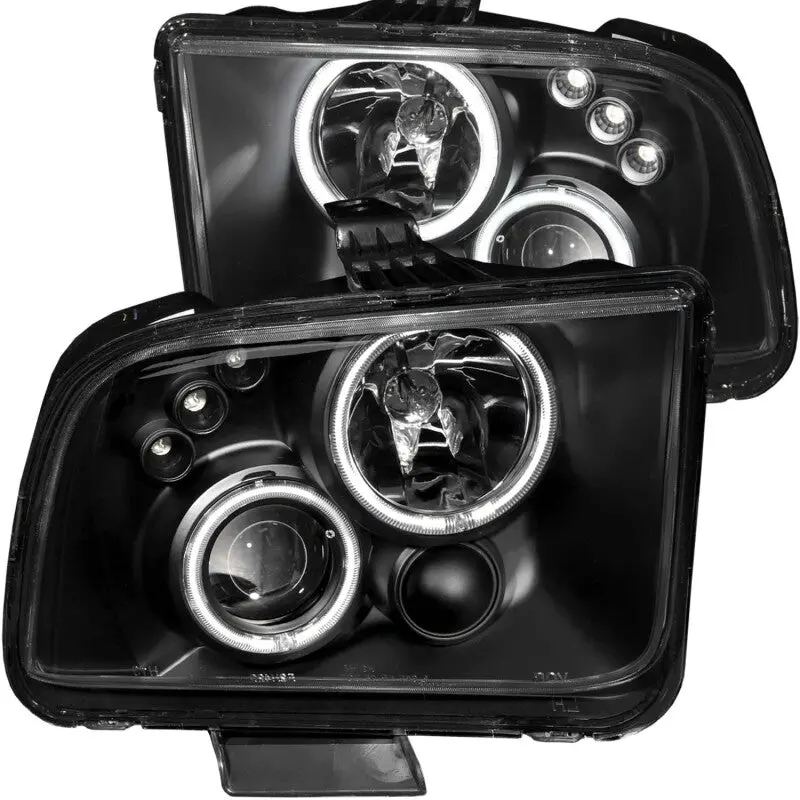 Anzo 2005-2009 Ford Mustang Projector Headlights W/ Halo Black 2