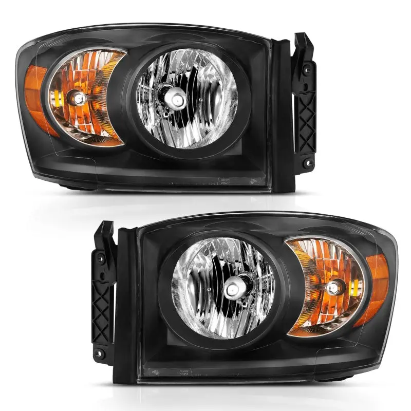 Anzo 2006-2009 Dodge Ram 1500 Crystal Headlight Black Amber 1