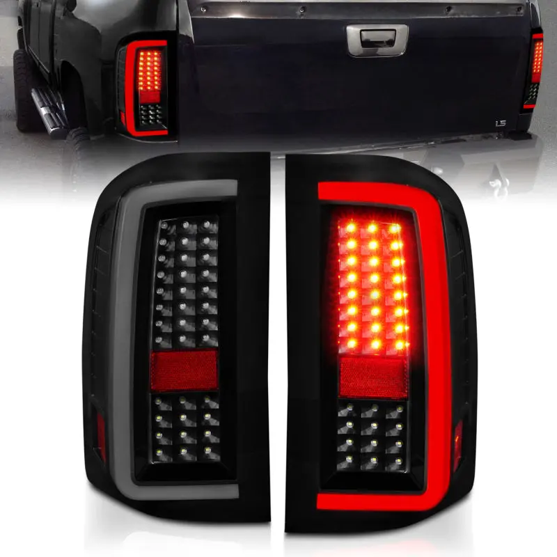 Anzo 2007-2013 Chevrolet Silverado1500/ 2500/ 3500 Led Tail Lights W/ Light Bar Black Housing Smoke 2