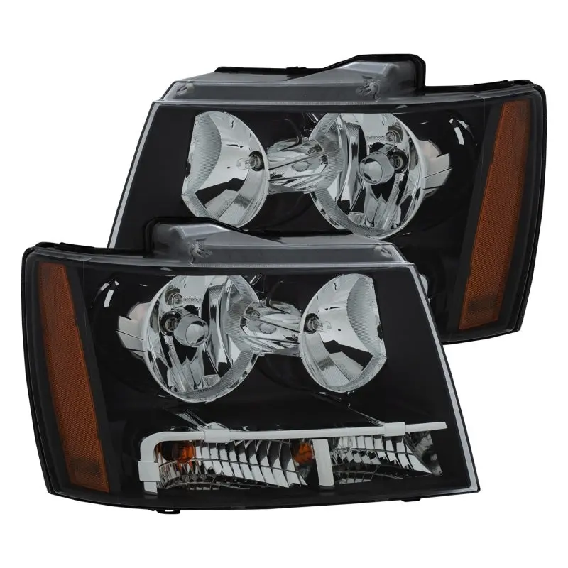 Anzo 2007-2014 Chevrolet Tahoe/Suburban Crystal Headlights Black 1