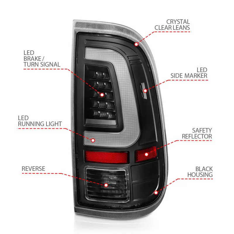 Anzo 2008-2016 Ford F-250 Led Taillights Black Housing Clear Lens (Pair) 2