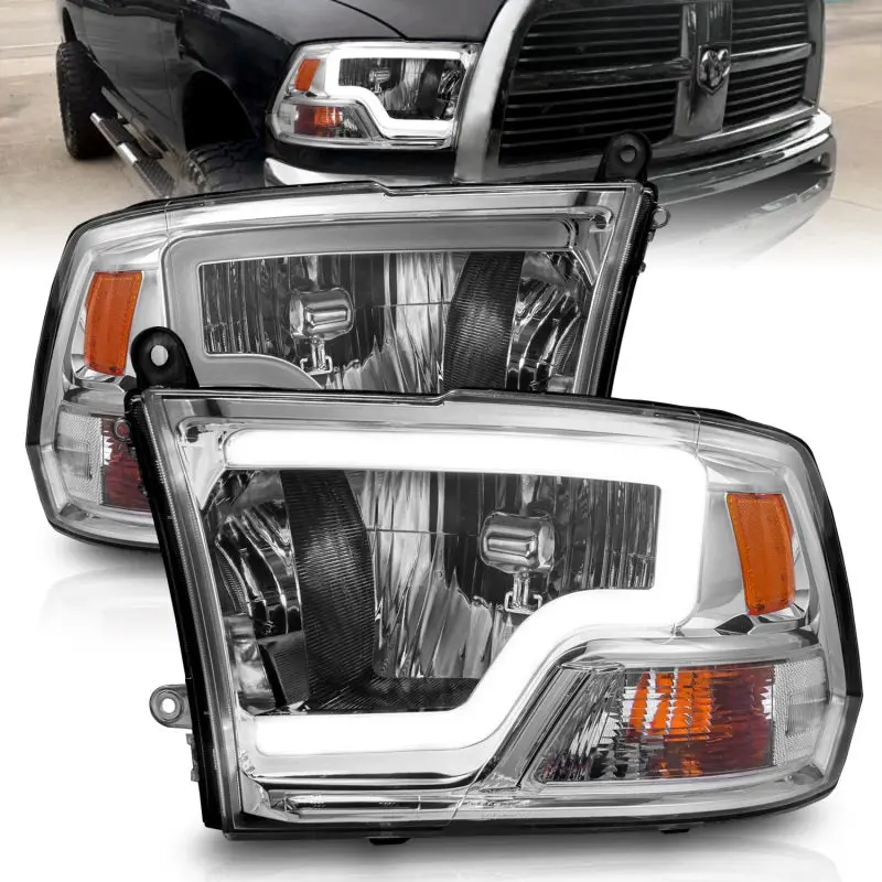 Anzo 2009-2018 Dodge Ram 1500/ 2500/ 3500 Crystal Headlights W/ Light Bar Chrome Housing 2