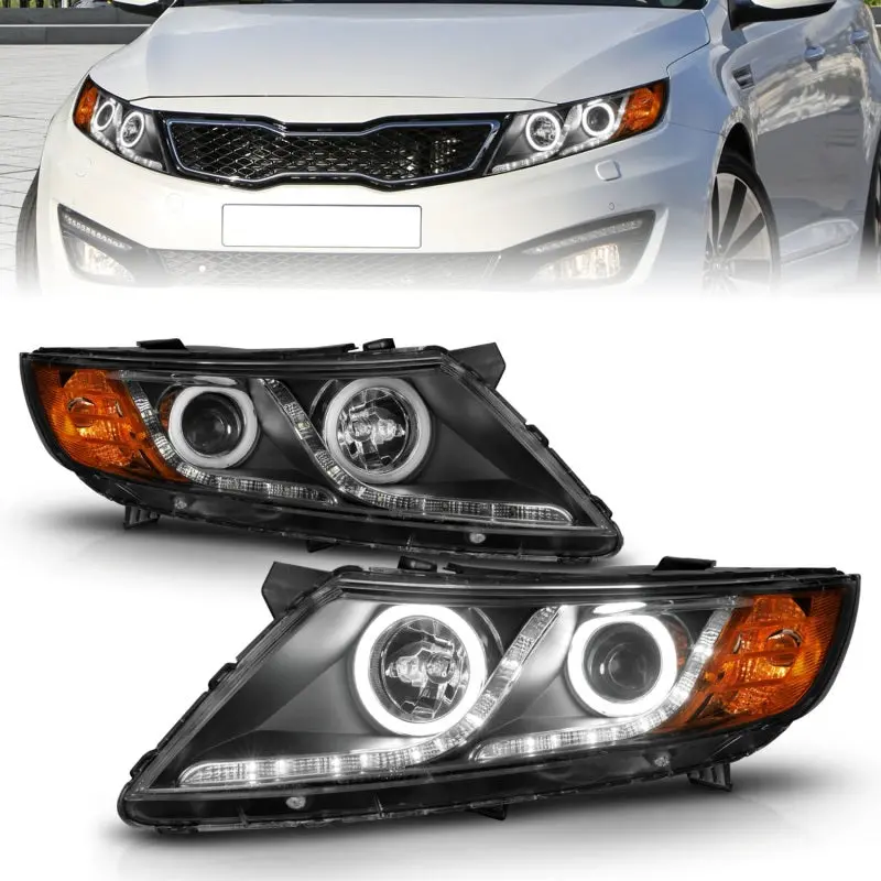 Anzo 2011-2013 Kia Optima Projector Headlights W/ Halo Black (Ccfl) 2