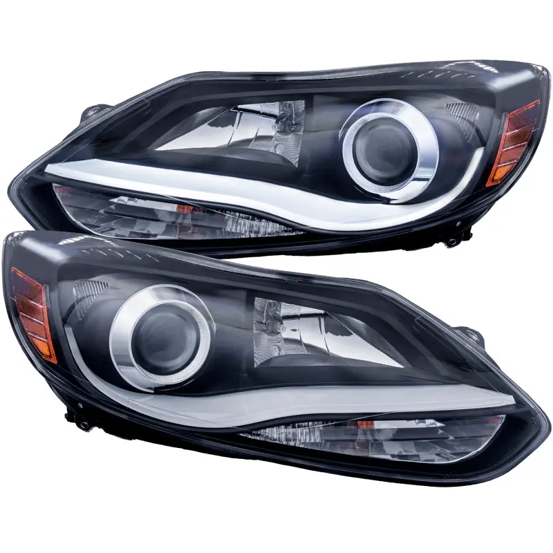 Anzo 2012-2014 Ford Focus Projector Headlights W/ Plank Style Design Black 1
