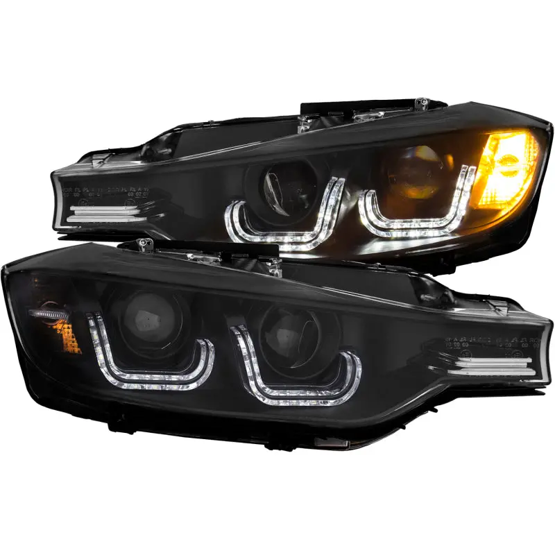 Anzo 2012-2015 Bmw 3 Series Projector Headlights W/ U-Bar Black 2