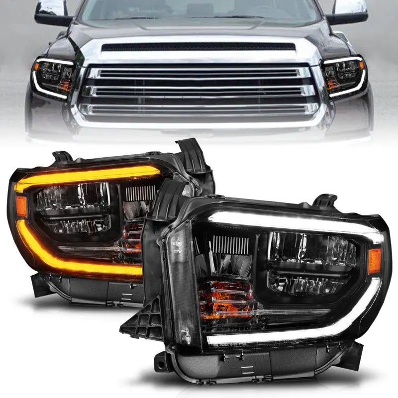 Anzo 2014-2017 Toyota Tundra Led Crystal Headlights W/ Switchback Black Housing W/ Drl 1