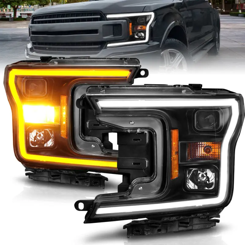 Anzo 2018-2020 Ford F-150 Projector Headlight W/ Plank Style Switchback Black Housing 2