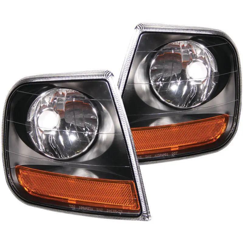 Anzo Corner Lights 1997-2003 Ford F-150 Harley-Davidson Style Corner Lights Black W/ Amber Reflector 2
