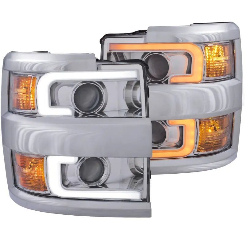 Anzo Projector Headlights 15-17 Chevrolet Silverado 2500Hd / 3500Hd Chrome W/ Chrome Rim 1