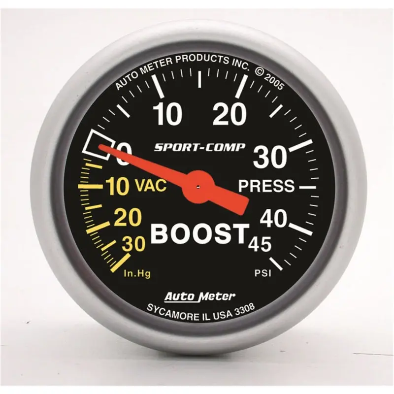 Autometer Sport-Comp 52Mm 45 Psi Mechanical Boost Gauge 1