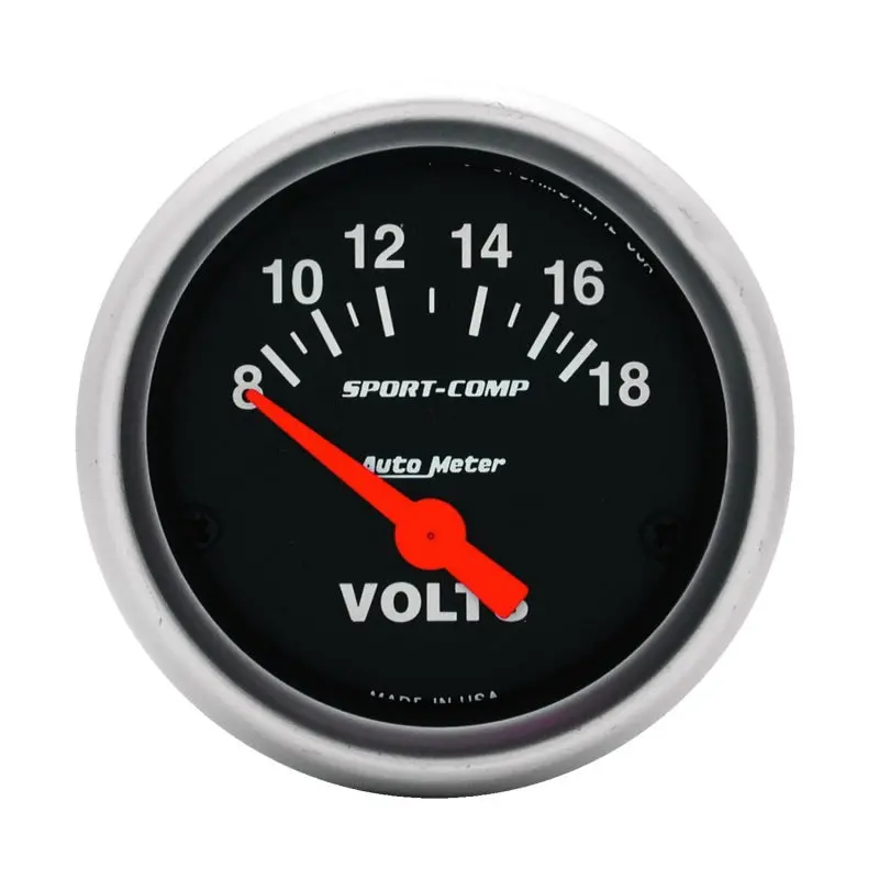 Autometer Sport-Comp 52Mm 8-18 Volt Electronic Voltmeter Gauge 1