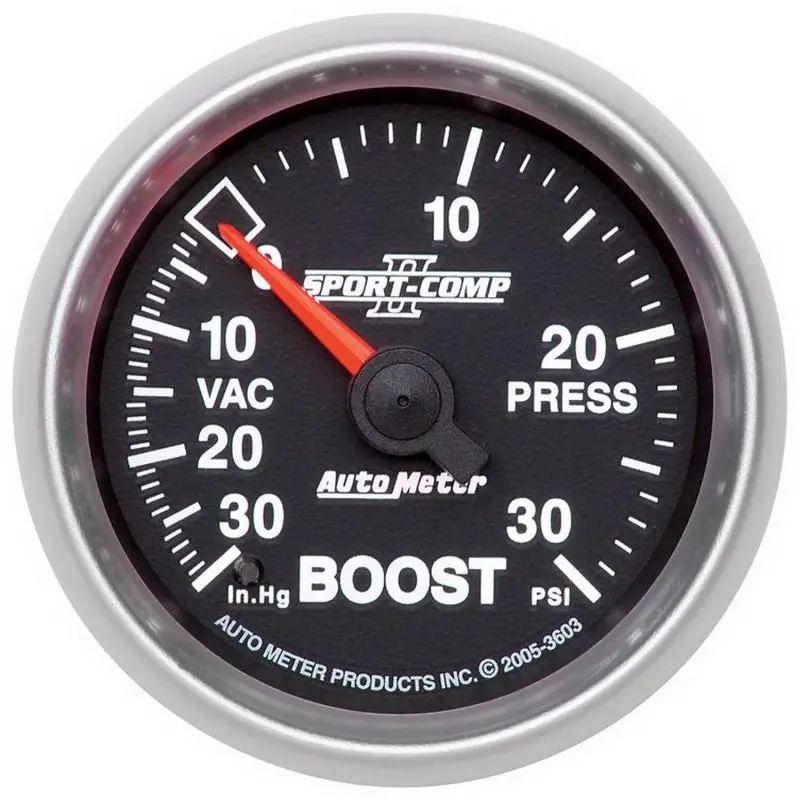 Autometer Sport-Comp Ii 52Mm 30 Psi Mechanical Boost Vacuum Gauge 1