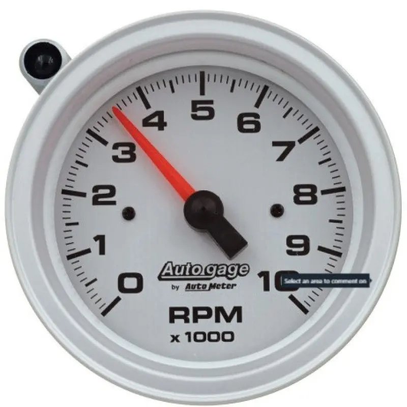 Autometer Tachometer Gauge 10K Rpm 3 3/4In Pedestal W/Ext. Shift-Light - Silver Dial/Black Case 1