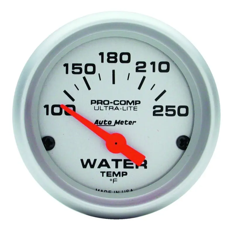 Autometer Ultra-Lite 52Mm 100-250 Deg F Short Sweep Electric Water Temp Gauge 1