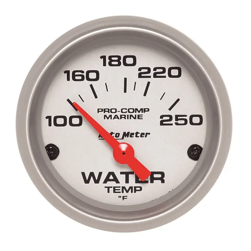 Autometer Water Temp Gauge 2 1/6In 100-200 Degree F Electric Marine Silver 1