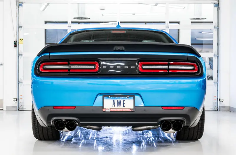 Awe Tuning 2015+ Dodge Challenger 6.4L/6.2L Non-Resonated Touring Edition Exhaust - Quad Black Tips 2