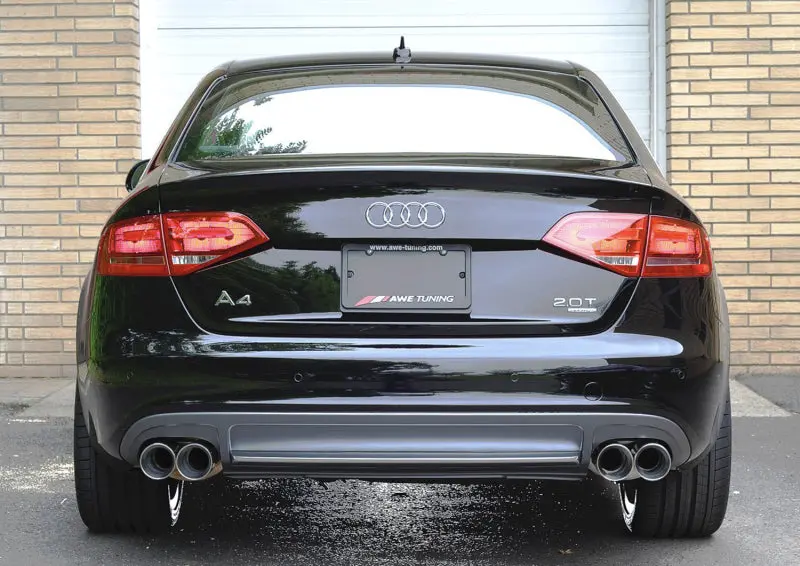 Awe Tuning Audi B8 A4 Touring Edition Exhaust - Quad Tip Polished Silver Tips - Does Not Fit Cabrio 2