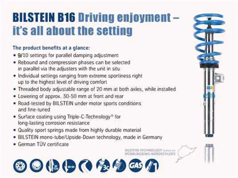 Bilstein B16 15-17 Ford Mustang Gt V8 Front And Rear Performance Suspension System 1