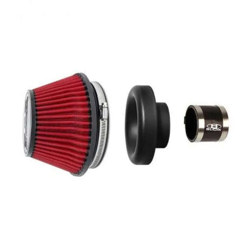 Blox Racing Shorty Performance 5In Air Filter W/3.5In Velocity Stack And Coupler Kit - Black 1