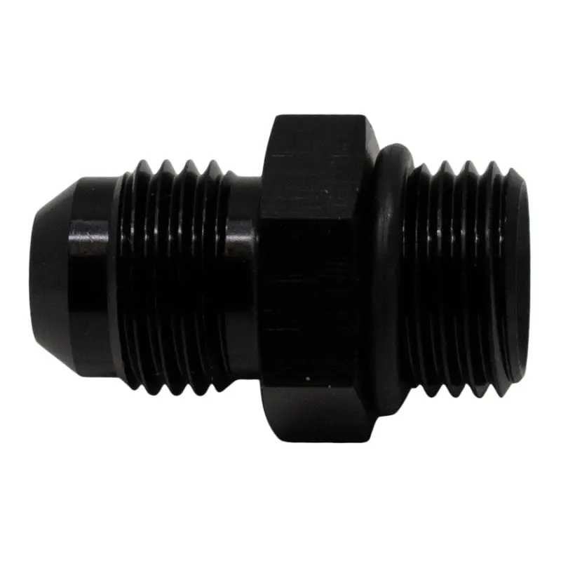 Deatschwerks 6An Orb Male To 6An Male Flare Adapter (Incl O-Ring) - Anodized Matte Black 1