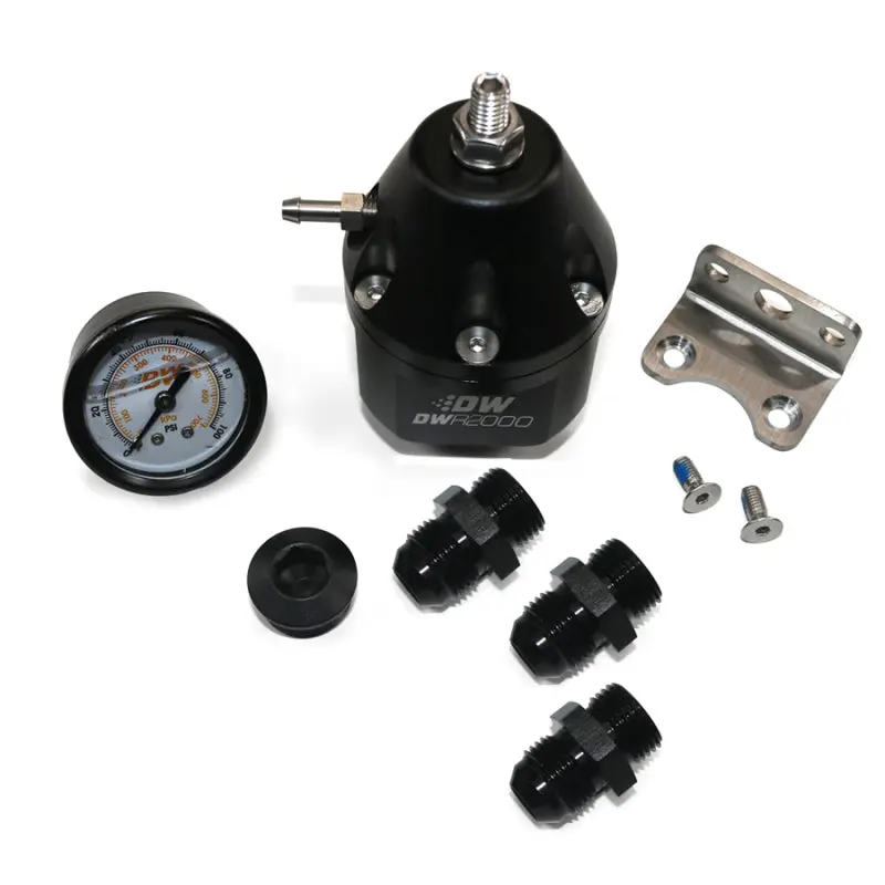 Deatschwerks Dwr2000 Afpr + Pressure Gauge + 10An & 8An Fittings - Anodized Black 1