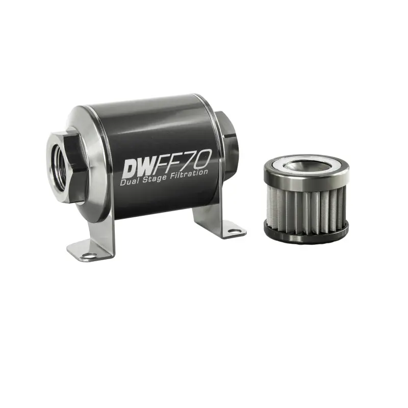 Deatschwerks Stainless Steel 10An 10 Micron Universal Inline Fuel Filter Housing Kit (70Mm) 1