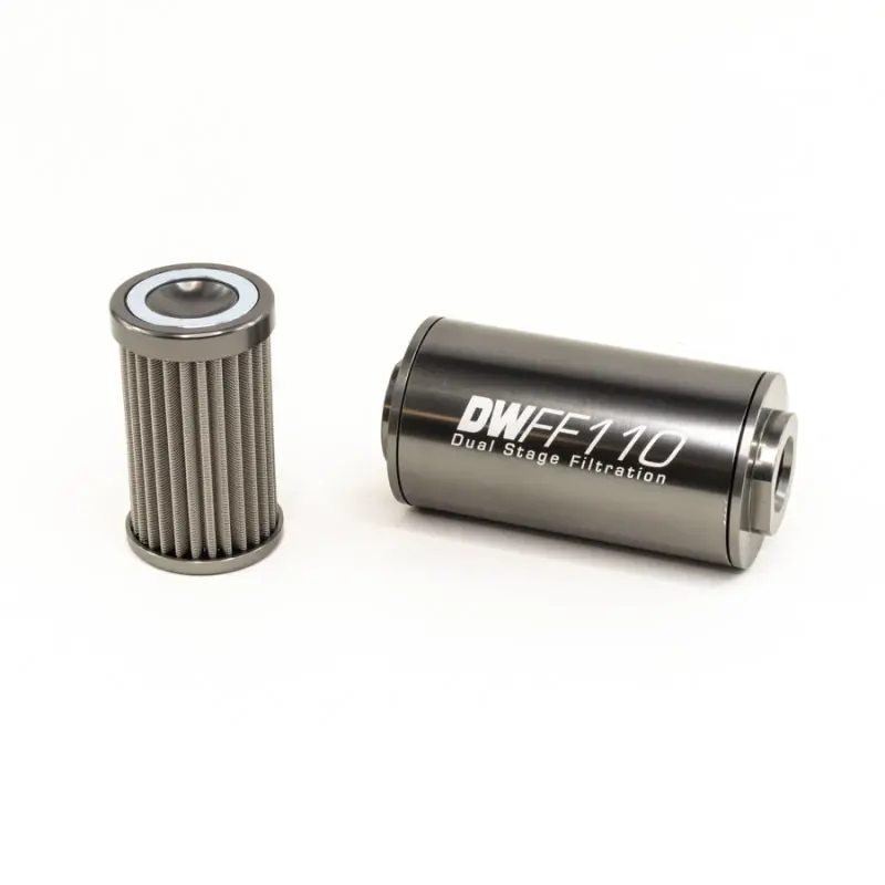 Deatschwerks Stainless Steel 10An 100 Micron Universal Inline Fuel Filter Housing Kit (110Mm) 1