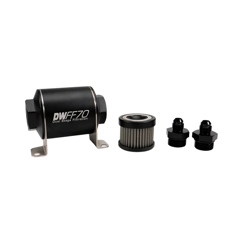 Deatschwerks Stainless Steel 6An 10 Micron Universal Inline Fuel Filter Housing Kit (70Mm) 1