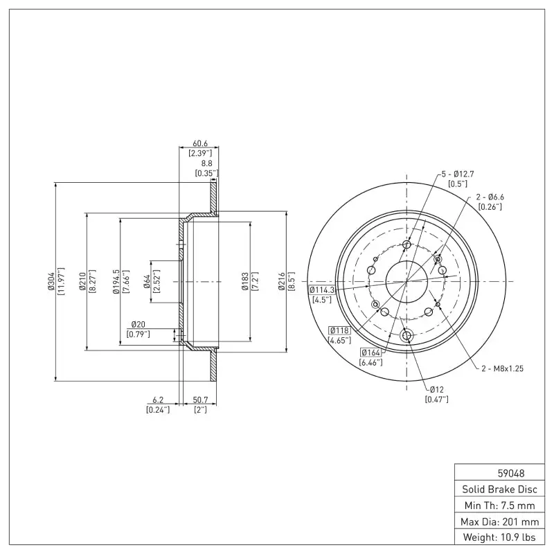 Dfc 05-18 Acura Rdx Rear Brake Rotor 2