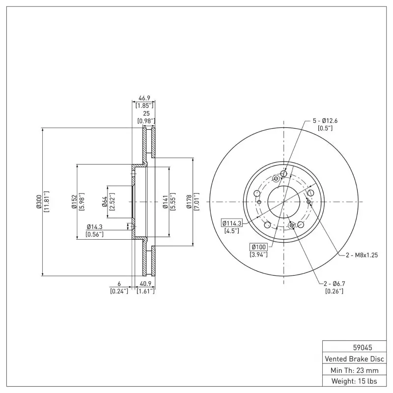 Dfc 06-15 Honda Civic Front Brake Rotor 2