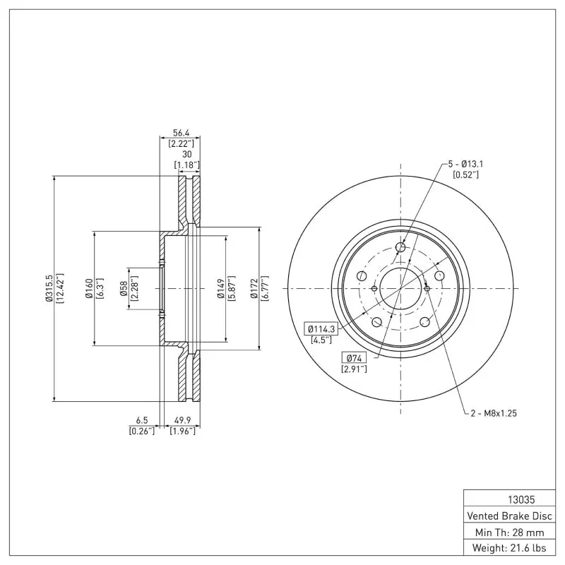 Dfc 15-21 Subaru Wrx Front Brake Rotor 2